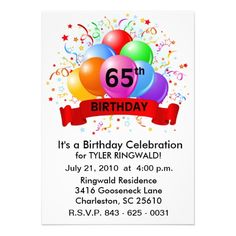 65th Birthday Invitations On Pinterest   65th Birthday Birthday Party