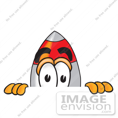 Art Graphic Of A Space Rocket Cartoon Character Peeking Over Clipart