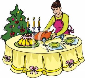 Christmas Dinner On A Dining Table   Royalty Free Clipart Picture