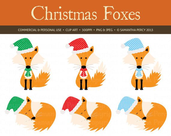 Christmas Fox Clipart Personal And Commercial Clip Art By