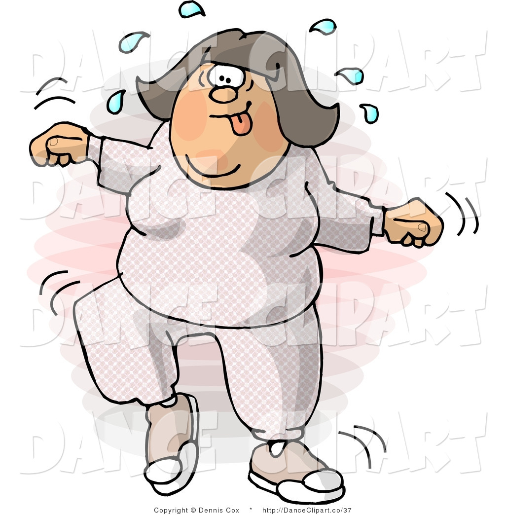 Clip Art Of A Chubby Lady Skipping And Exercising In Sweats By Djart