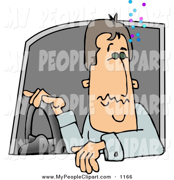 Clip Art Of A White Drunk Driver Operating A Motor Vehicle By Djart    