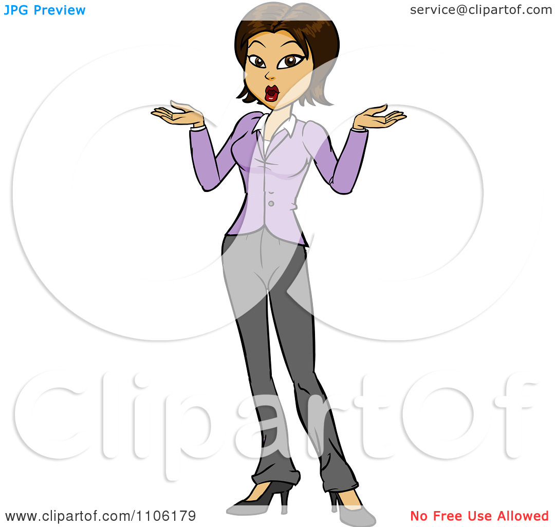 Clipart Careless Hispanic Business Woman Shrugging Her Shoulders