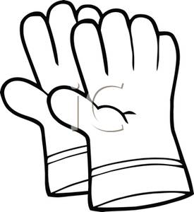 Clipart Image Of A Black And White Pair Of Gardening Gloves 