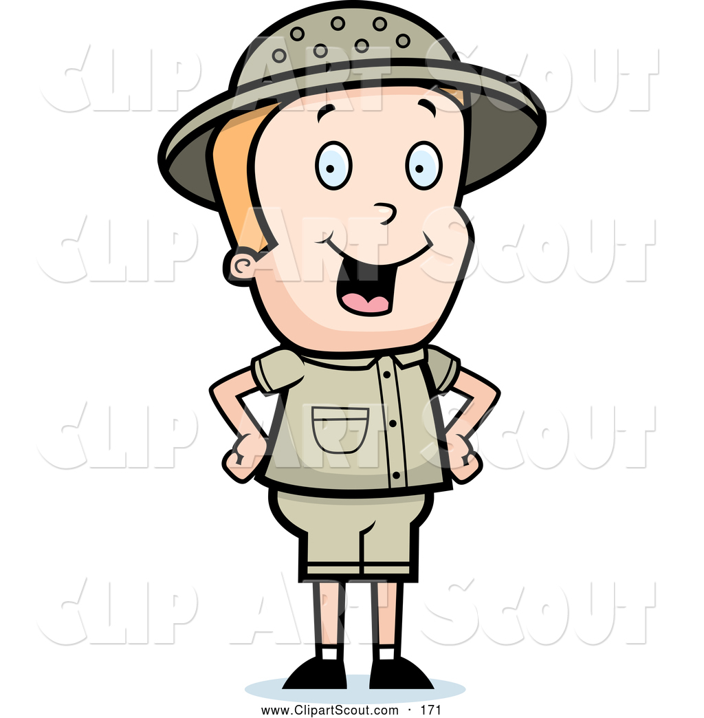 Clipart Of A Cute Safari Boy Standing With His Hands On His Hips By