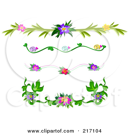 Digital Collage Of Tropical Flower Header Design Elements By Bpearth