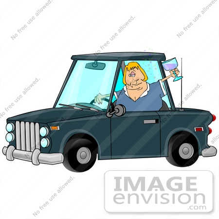 Drunk Driver Woman With Wine In A Car Clipart    26714 By Djart