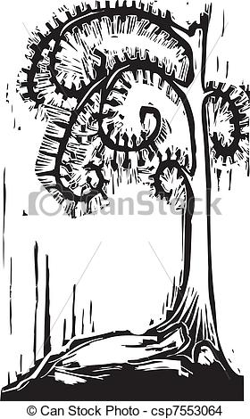 Eps Vector Of Spiral Tree   Gothic Halloween Image Of A Tree With    