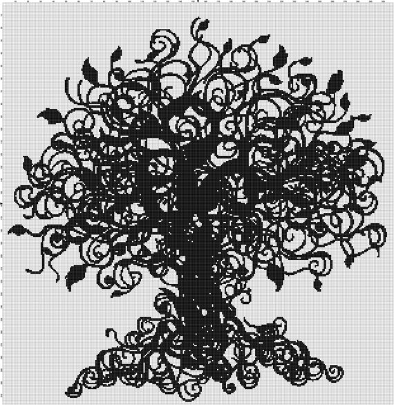 Handmade Tree Of Life Silhouette Pdf Cross Stitch Pattern