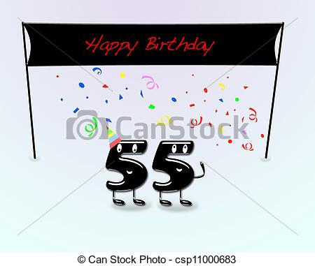Illustration Of 55th Birthday Party   Illustration For 55th Birthday