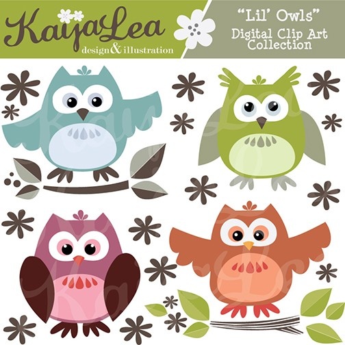 Lil Owls Clipart Collection Owl Retro Cute Spring By Kaijalea  4 95