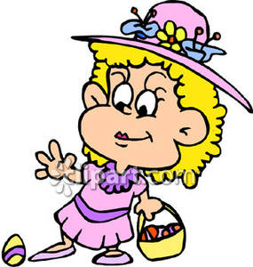 Little Girl Hunting Easter Eggs   Royalty Free Clipart Picture