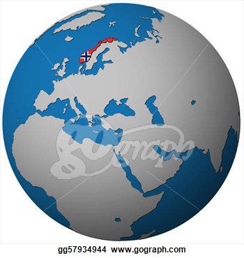 Norway Territory With Flag On Map Of Globe  Stock Clipart Gg57934944