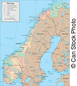 Norway   Vector Map Marked Geographical And Topographical