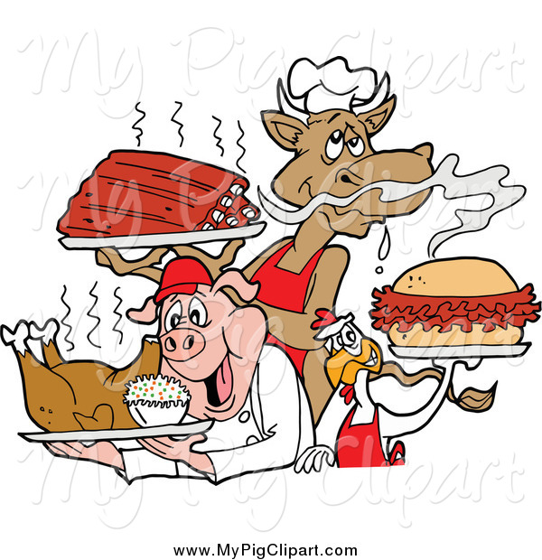 Royalty Free Swine Clip Art Of A Bbq Cow Holding