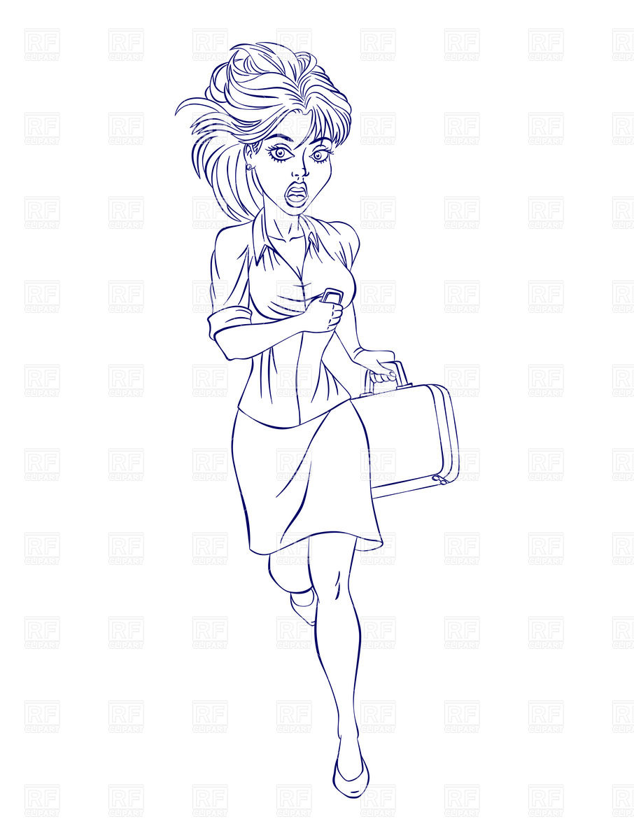 Running Business Woman Download Royalty Free Vector Clipart  Eps