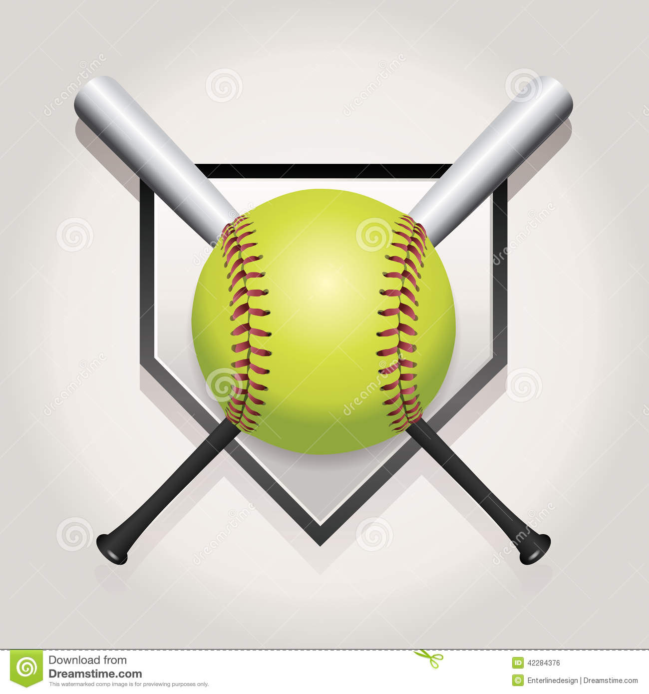 Softball Bat And Homeplate Emblem Illustration Stock Vector   Image