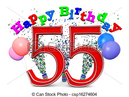 Stock Illustration Of Happy 55th Birthday Csp16274604   Search Clipart