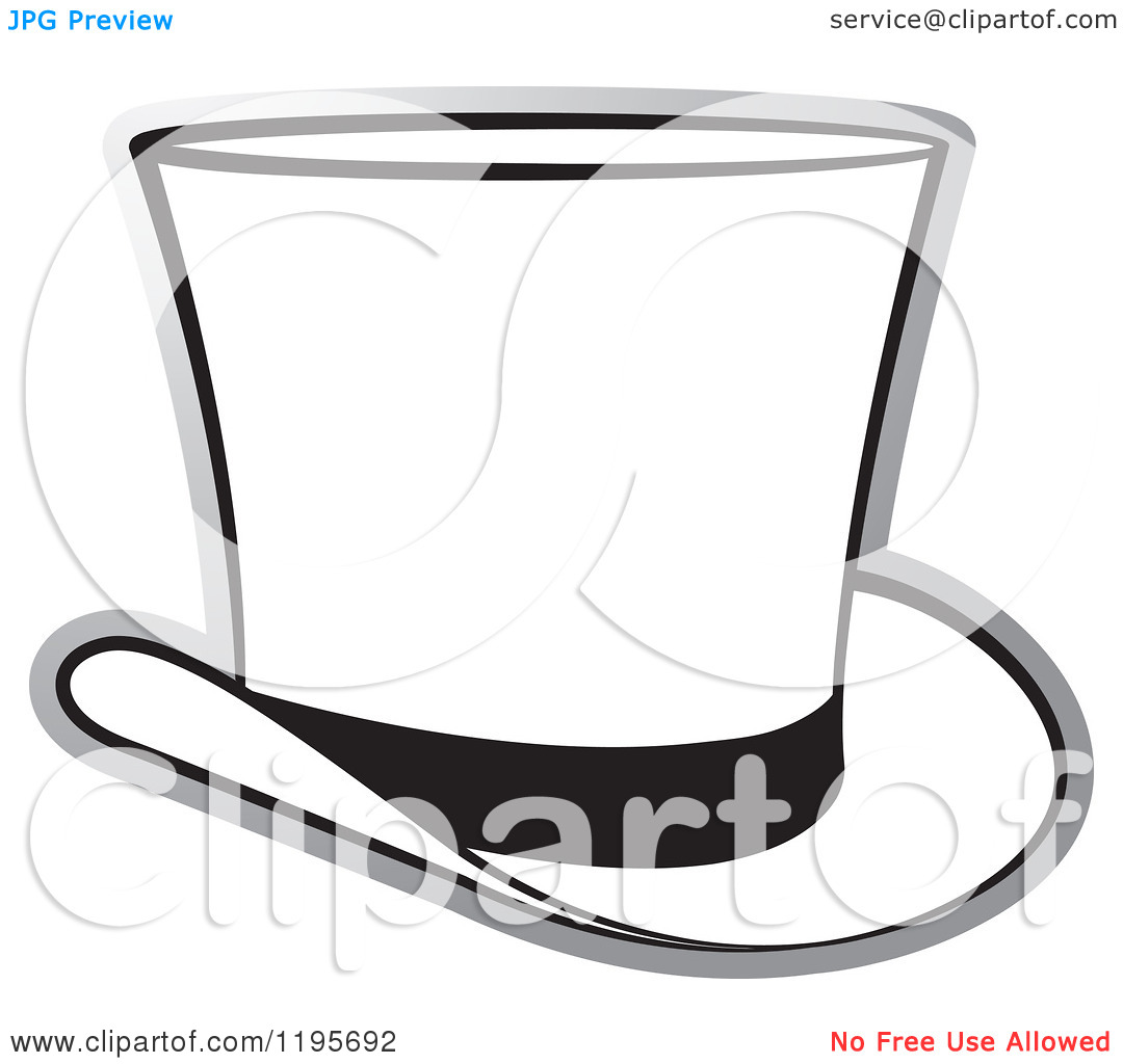 Top Hat Clipart Clipart Of A Grayscale Top Hat Royalty Free Vector