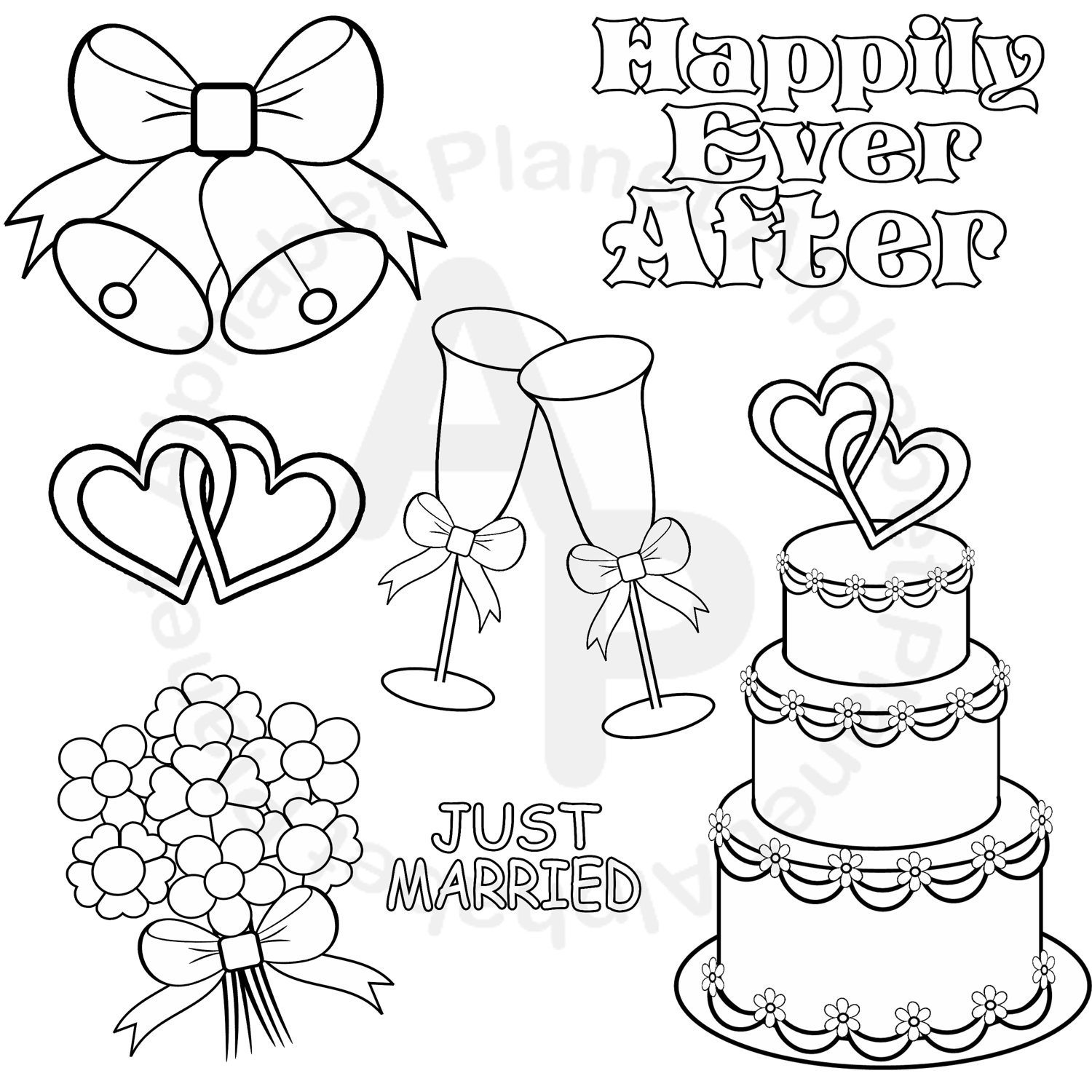 Black And White Wedding Digital Clip Art Set Digital Stamps Clipart