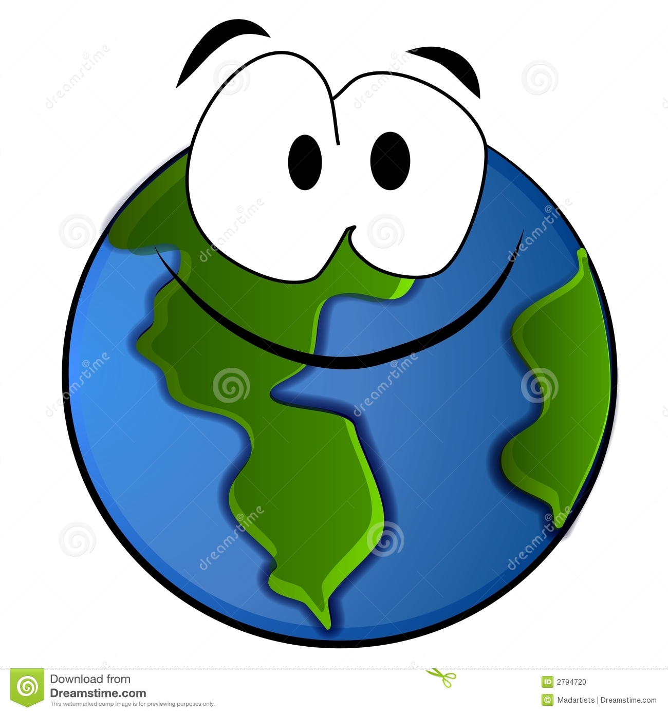 Clip Art Cartoon Illustration Of A Big Fat Smiling Planet Earth