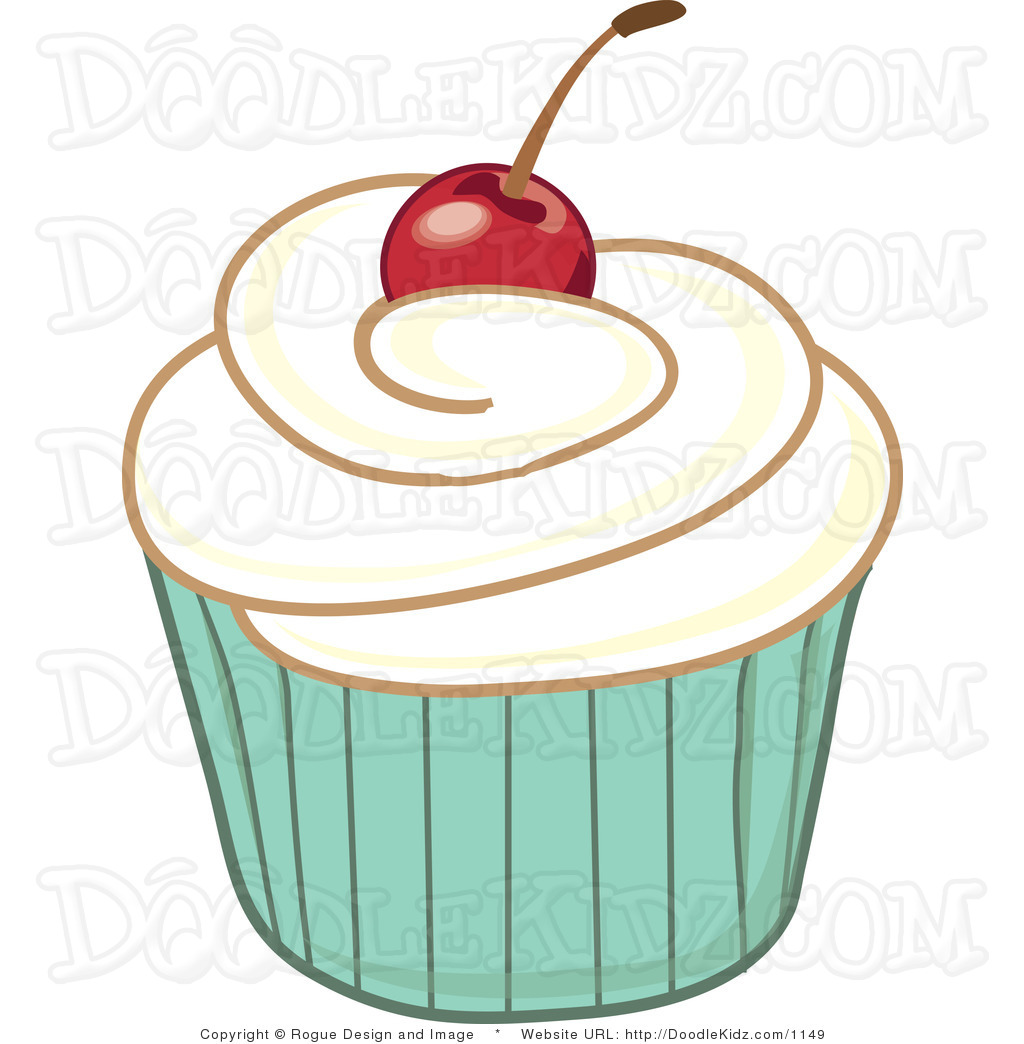 Clip Art Clipart Of A Frosted Cupcake With Cherry By Pams Clipart