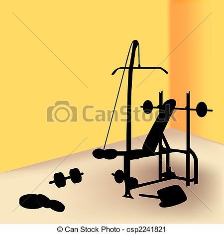 Clip Art Of Gym Equipment In Yellow Room Csp2241821   Search Clipart    