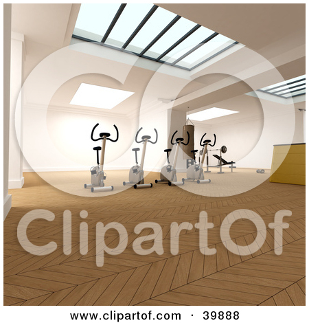 Clipart Illustration Of A 3d Room Interior With A Single Red Chair