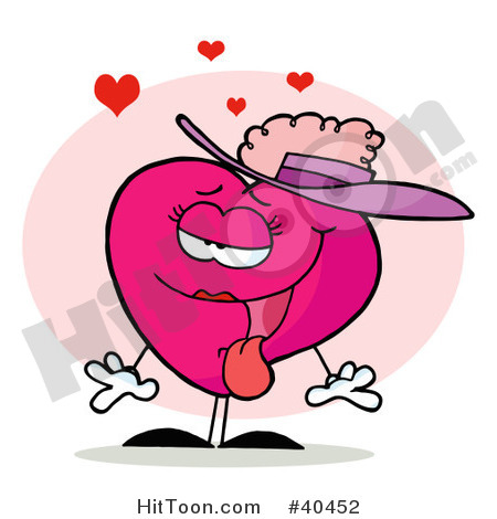 Clipart Illustration Of A Lady Heart In A Fancy Hat Swooning Over Her