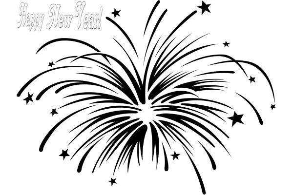 Fireworks Clip Art   Black And White Happy New Year Fireworks Clipart