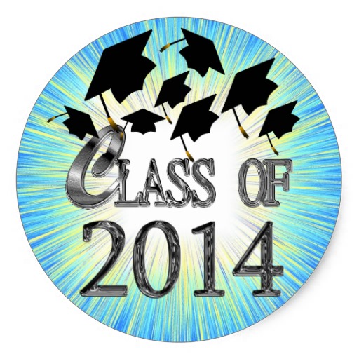 Flying Graduation Hats Class Of 2014 Stickers
