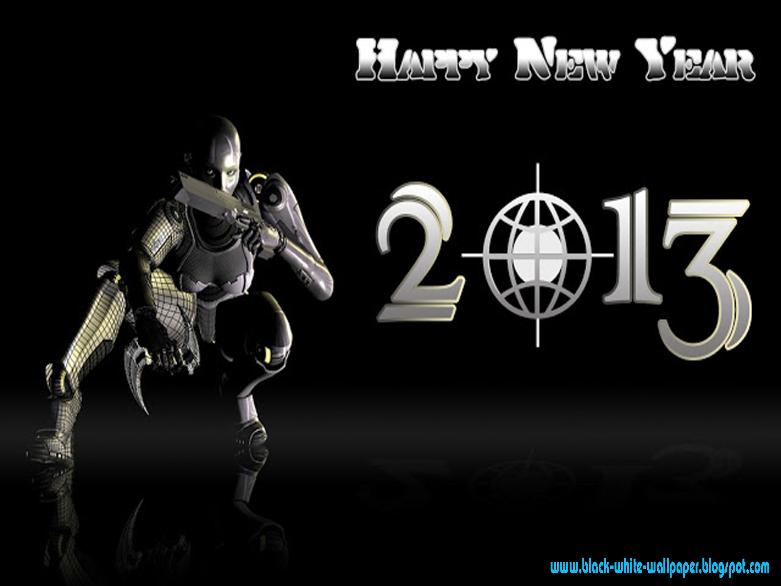 Happy New Year Black And White Clipart   New Calendar Template Site