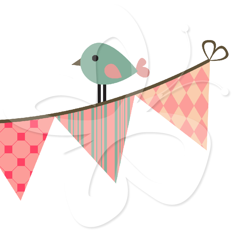 Home   All Clip Art   Birds And Bunting