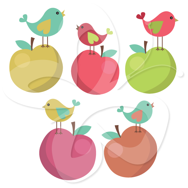 Home   All Clip Art   Birds On Apples