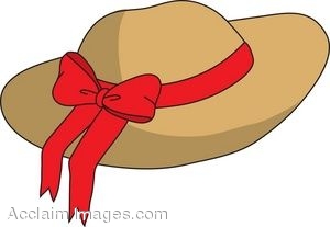 Illustration Of A Lady S Straw Hat Decorated With A Red Bow  Clipart