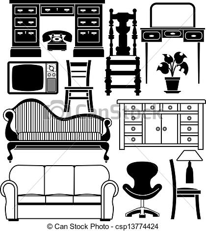 Illustration Of Set Of Furniture   An Illustration Of A Set Of Black