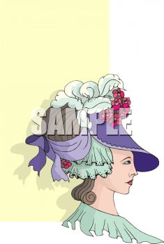 Lady Wearing A Fancy Bonnet Hat   Royalty Free Clipart Picture