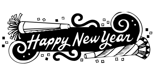 New Year S Clip Art Black And White   New Calendar Template Site