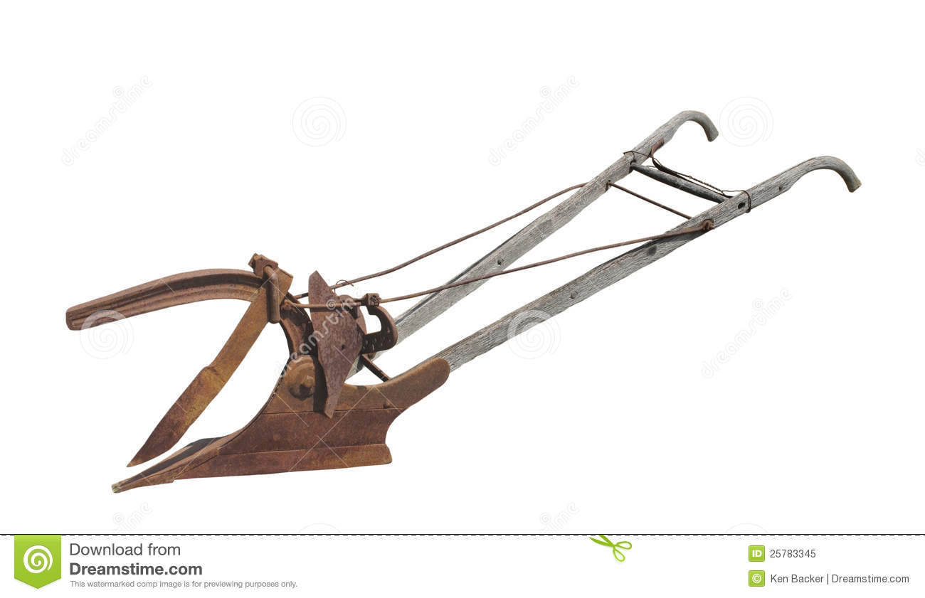 Old Single Blade Farm Plow Isolated  Royalty Free Stock Photo   Image