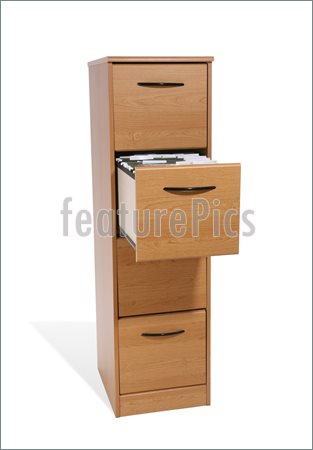 Picture Of A Tall Wooden File Cabinet With One Drawer Open