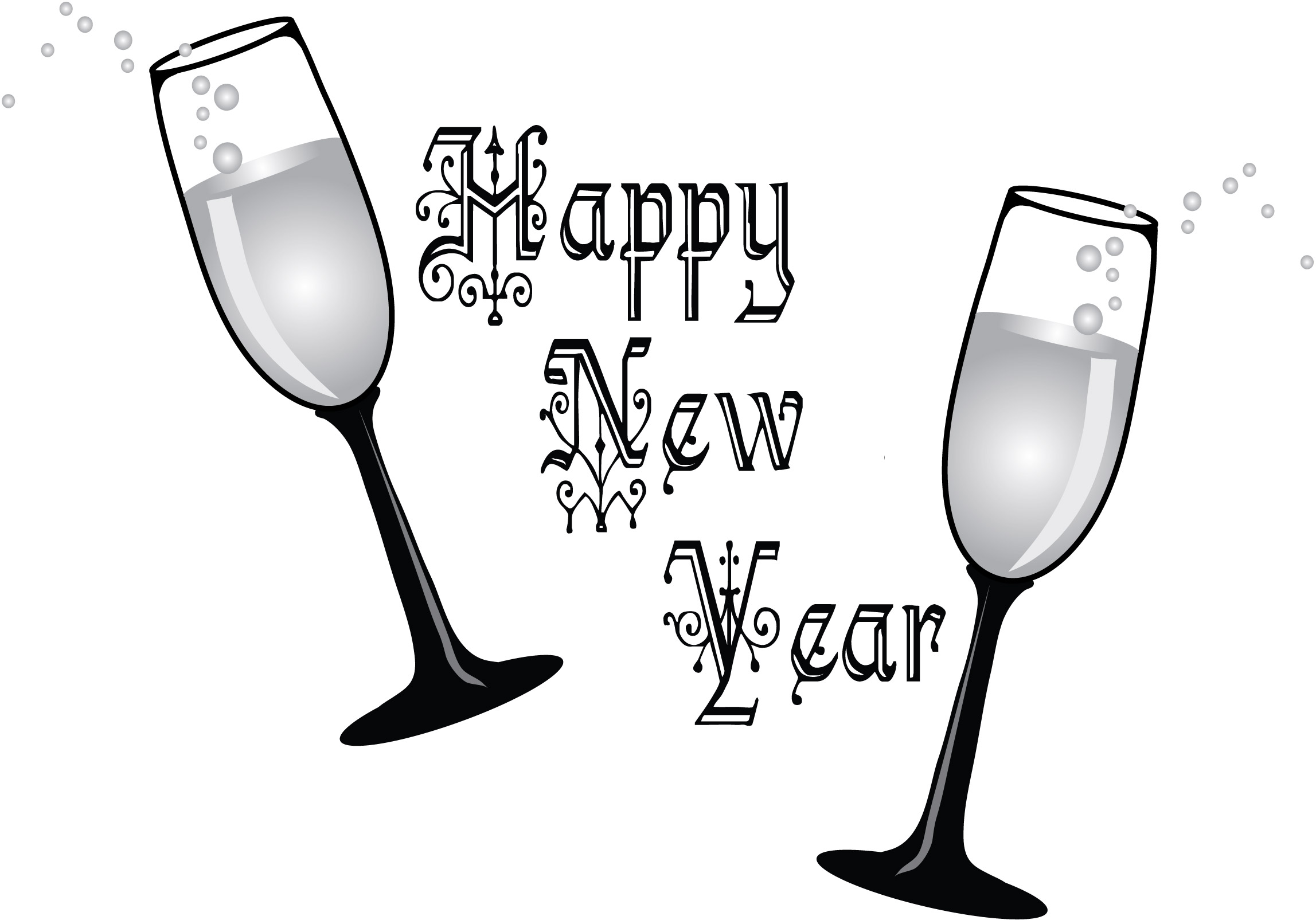 Printable Happy New Year Clipart Black And White Images   Happy