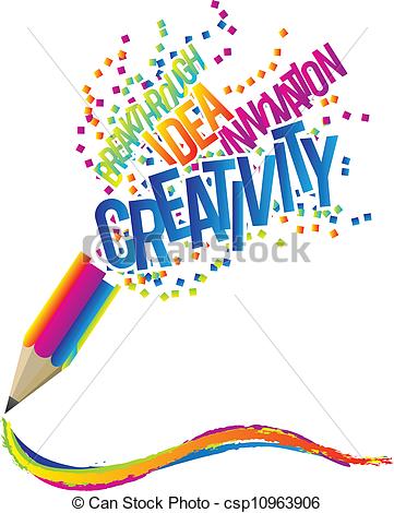 Vector Clipart Of Creativity Concept With Colorful Pencil And Creative