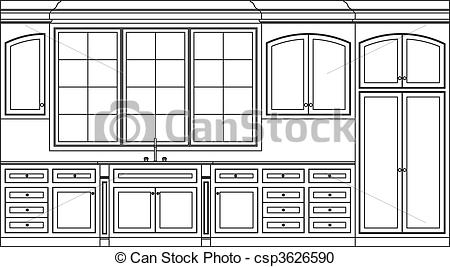 Vector Clipart Of Kitchen Cabinets Csp3626590   Search Clip Art    