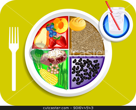 Vegan Dinner Food My Plate Stock Vector Clipart Vector Illustration