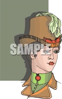 Victorian Lady Wearing A Fancy Riding Hat   Royalty Free Clip Art