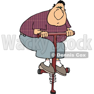 Adult Man Jumping On A Pogo Stick Clipart   Dennis Cox  4915