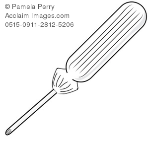 Black And White Clip Art Illustration Of A Phillips Head Screwdriver