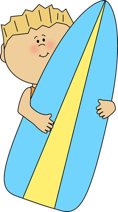 Boy Holding A Surfboard More Clipart Fish Beach Theme Cliparts Kids