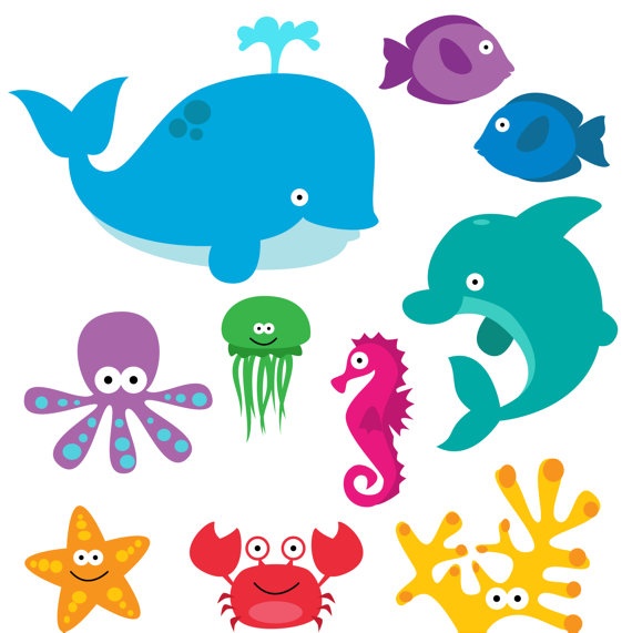 Clip Art Clipart Sea Creatures Clip Art Clipart   Commercial Use
