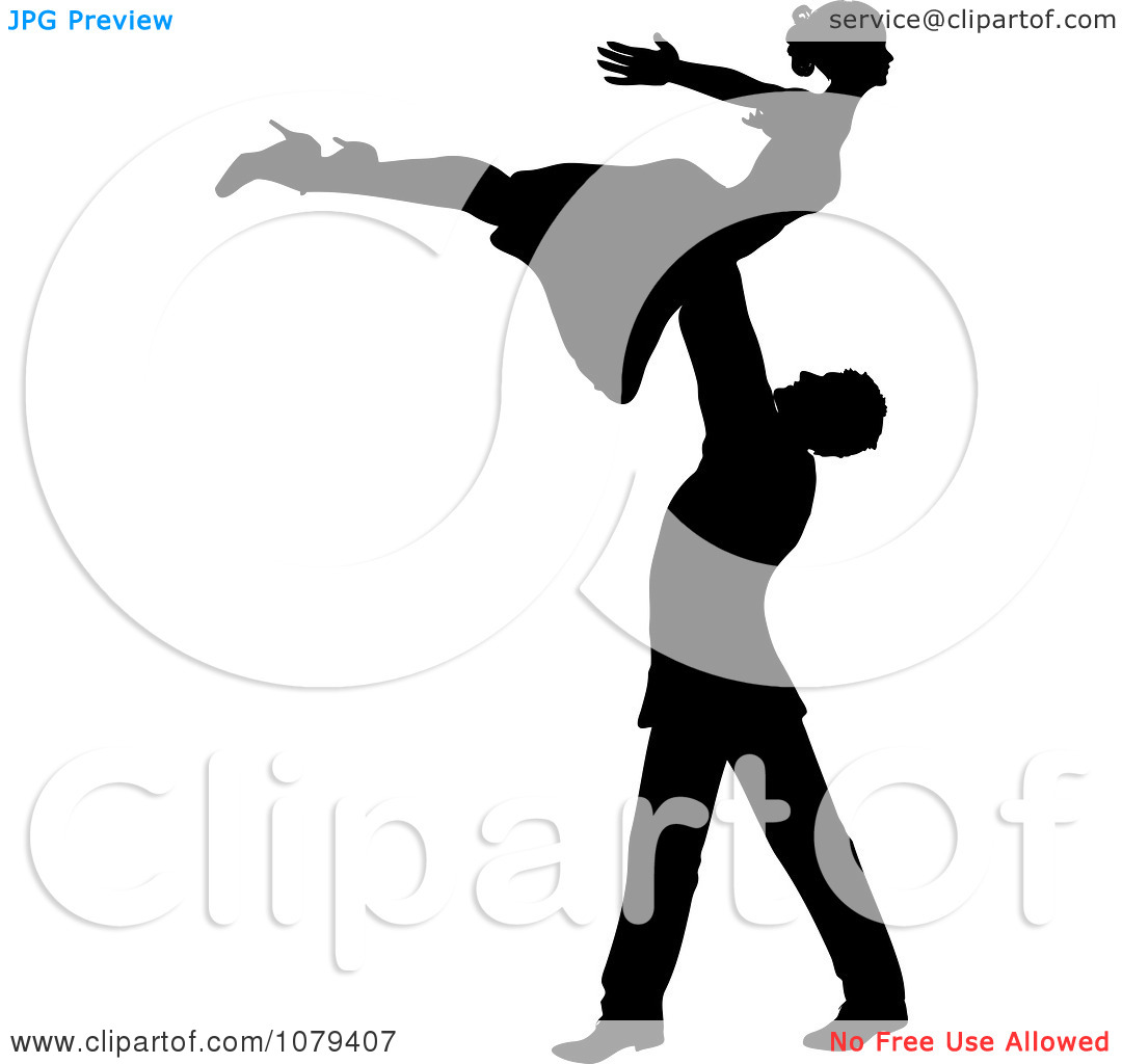 Clipart Silhouetted Male Dancer Lifting Up His Partner   Royalty Free